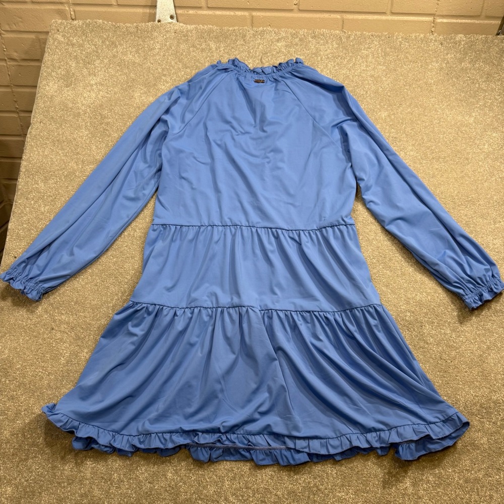 Cabana Life Periwinkle Blue Tiered Ruffle Dress Embroidered UPF 50+ M Coastal - Picture 7 of 16